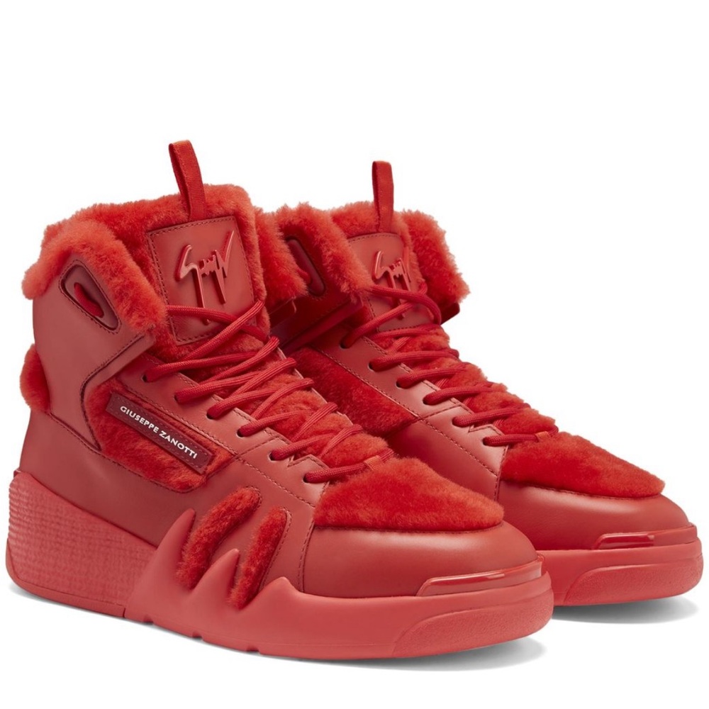 Giuseppe Zanotti Vibrant Red Plush Sneakers